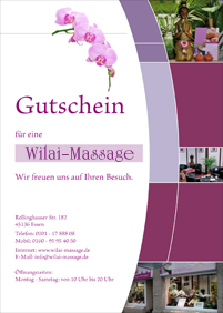 Ansicht eines Wilai Massage Geschenkgutscheins